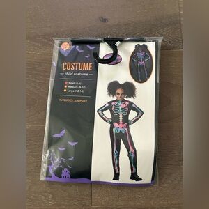 Meijer black light responsive skeleton jumpsuit child costume. NWT small 4-6(21)